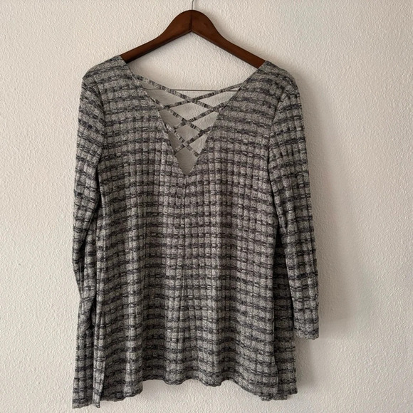 Open Front Cardigan Long Ruche Sleeve Criss Cross Open Back Slit Side Small - Picture 9 of 10